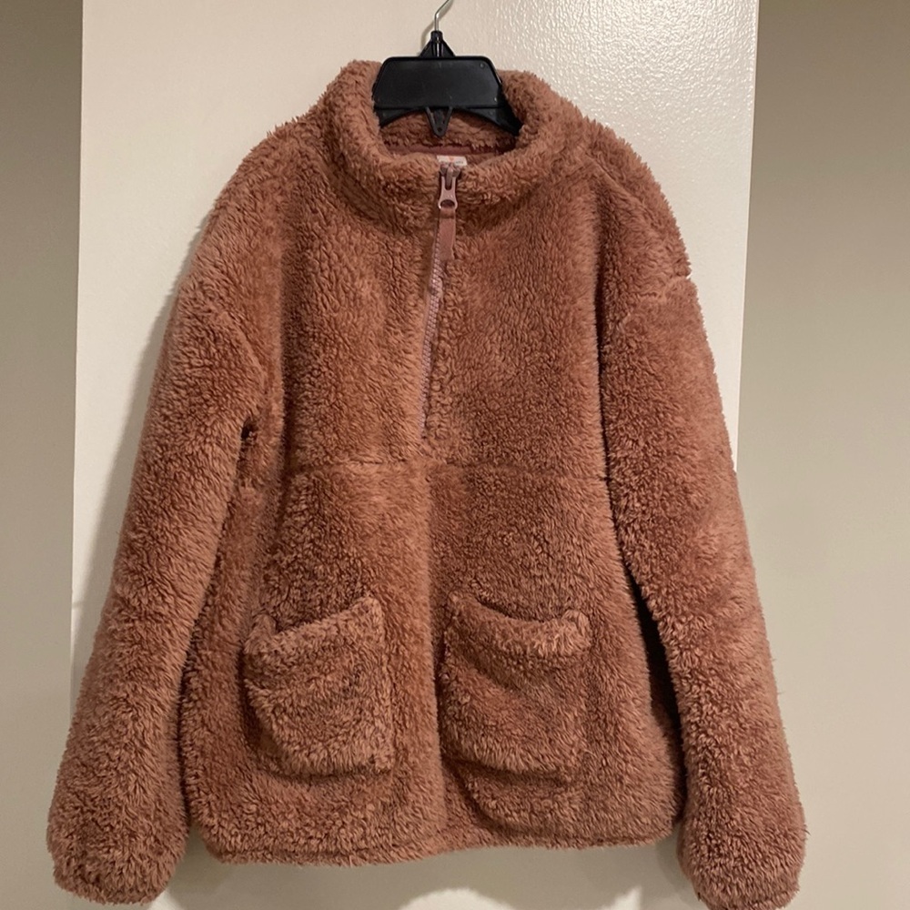 Crewcuts quarter zip teddy bear pullover